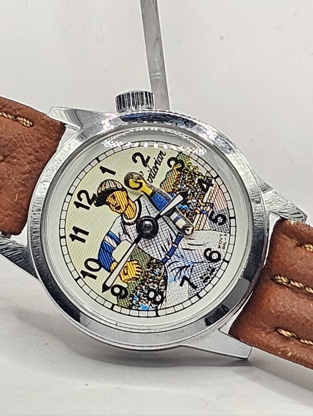 Vintage Criterion Animated Baseball Pitcher Wristwatch Non Working
